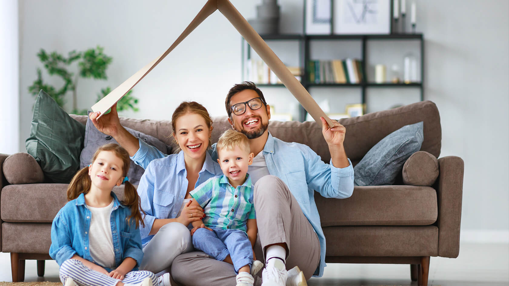Happy family in their home with Ram Jack repaired foundation